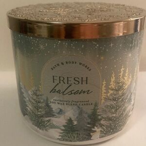 Bath & Body Works Fresh Balsam Candle - Green and Gold Design